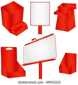 Red billboard set isolated on white vector