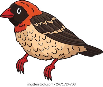 Red Billed Quelea Bird Cartoon Colored Clipart 