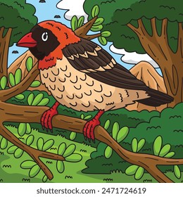 Red Billed Quelea Bird Colored Cartoon 