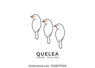 Red billed quelea bird logo design, quelea silhouette logo