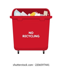 Red bin for no recycling trash