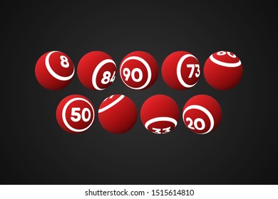 Red Bingo Balls Vector Illustration