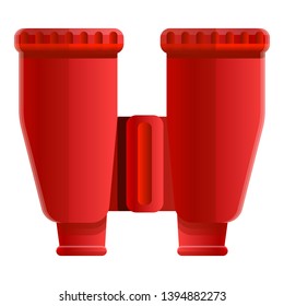 Red binoculars icon. Cartoon of red binoculars vector icon for web design isolated on white background