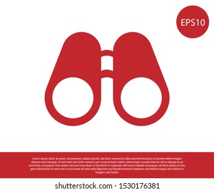 Red Binoculars icon isolated on white background. Find software sign. Spy equipment symbol.  Vector Illustration