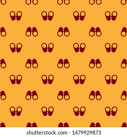 Red Binoculars icon isolated seamless pattern on brown background. Find software sign. Spy equipment symbol.  Vector Illustration