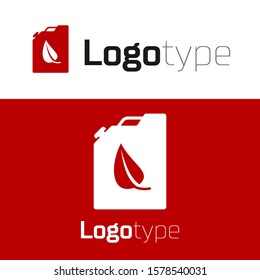Red Bio fuel canister icon isolated on white background. Eco bio and barrel. Green environment and recycle. Logo design template element. Vector Illustration