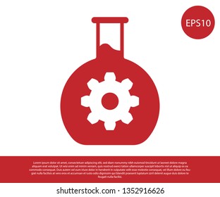 Red Bioengineering icon isolated on white background. Element of genetics and bioengineering icon. Biology, molecule, chemical icon. Vector Illustration