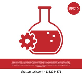 Red Bioengineering icon isolated on white background. Element of genetics and bioengineering icon. Biology, molecule, chemical icon. Vector Illustration
