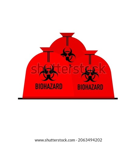 A red biohazard garbage bag illustration.