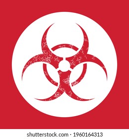 Red biohazard sign on white background. Stencil template.