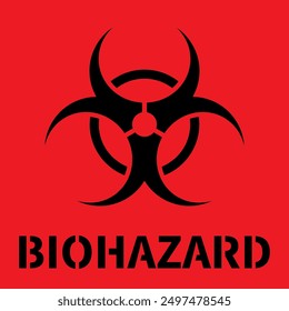 Red Biohazard warning sign image. Clipart image