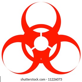 Red Biohazard Warning Sign Or Logo On White - Vector