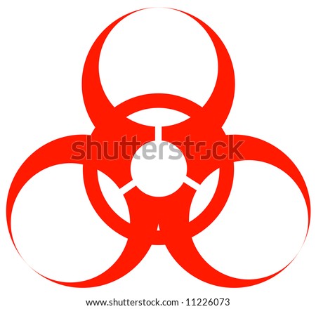 red biohazard warning sign or logo on white - vector