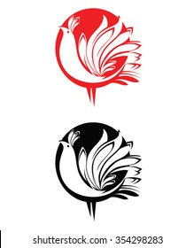 Red bird, black bird, circle template - design.