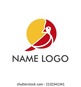 Red Bird Cardinal Logo Design template vector icon