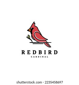Red bird cardinal logo design vector illustration