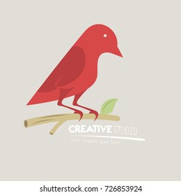 Red Bird Creative Business Logo Right Sided on A Branch