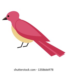 red bird flat illustration on white