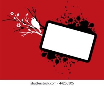 Red bird and floral background with space for text