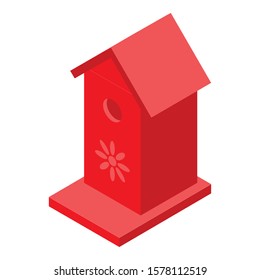 Red bird house icon. Isometric of red bird house vector icon for web design isolated on white background