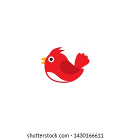 Red bird icon on a white background