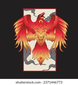 red bird illustration design for sukajan is mean japan traditional cloth or t-shirt
