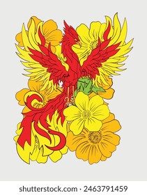red bird illustration design for sukajan is mean japan traditional cloth or t-shirt with digital hand drawn Embroidery Men T-shirts Summer Casual Short Sleeve Hip Hop T Shirt Streetwea