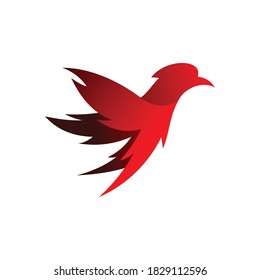 red bird illustration vector logo