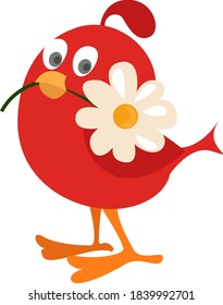 Red bird, illustration, vector on white background