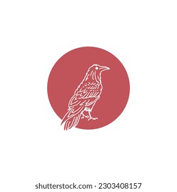 red bird isolated red circle design vector