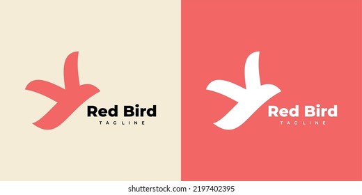 Red Bird Logo design abstract vector Template. Flying Eagle logotype icon concept