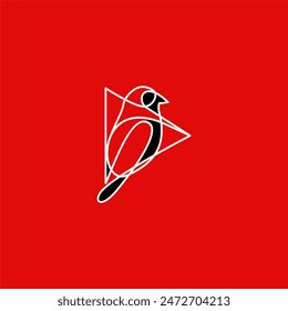 red bird logo, Design element for logo, poster, card, banner, emblem, t shirt. Vector illustration