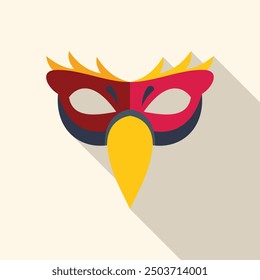 Red bird mask is perfect for illustrating carnival, costume parties or any kind of celebration