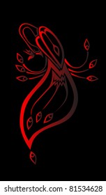 red bird on black background