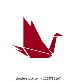 red bird origami paper logo