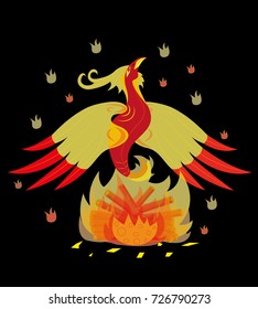 Red a bird a phoenix in a fiery tuft