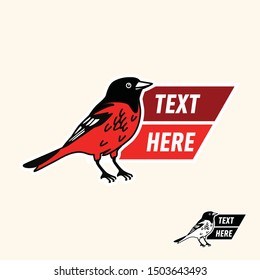 Red bird retro vintage patch emblem template
