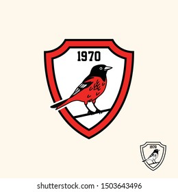 Red bird retro vintage patch emblem template