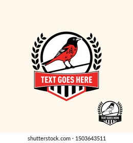 Red bird retro vintage patch emblem template