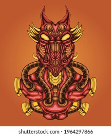 Red bird robot artwork illustration, suitable for merchandise, etc.
