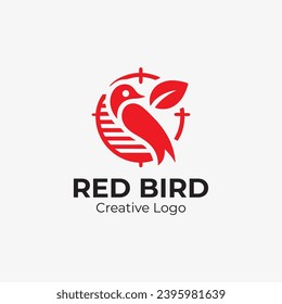 Red bird simple logo design inspiration, flat and memorable for your company