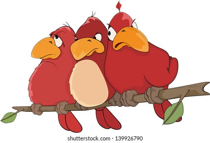 Red birds. Cartoon