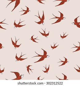 Red birds seamless.
