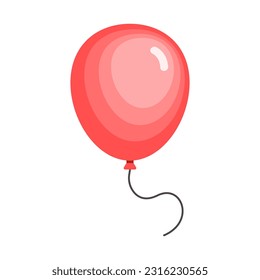Red Birthday Balloon String Isolated Vector Illustration