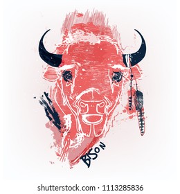 red bison head