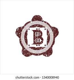 Red bitcoin icon inside rubber grunge seal