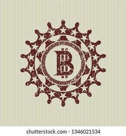 Red bitcoin icon inside rubber texture