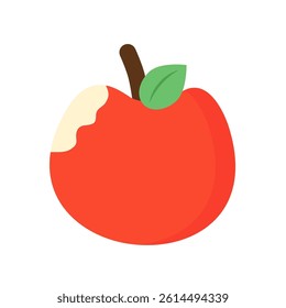 Red bitten apple. Food, nutrition, fruit, fresh concept. Flat cartoon vector design isolated illustration.