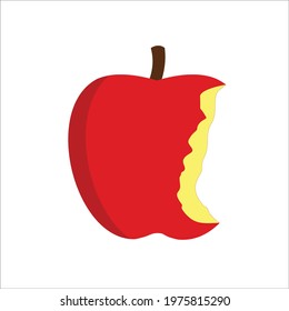 red bitten apple fruit on white background vector design