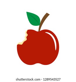 Red bitten apple isolated on white background